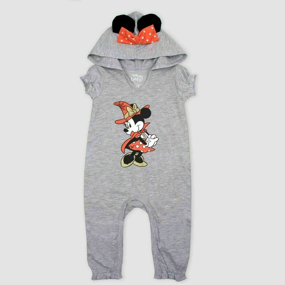 Disney Baby Girls Minnie Mouse Halloween Hooded Jumpsuit Romper  12 Mo  NWT